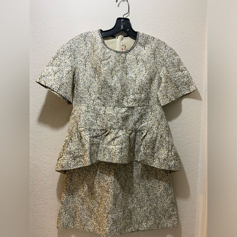 MARNI Pattern Ruffle Dress Print Dress Size 38 - Picture 2 of 10